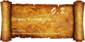 Ormay Kolombina névjegykártya